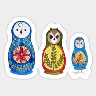 Owl Nesting Dolls - Set 1 Sticker